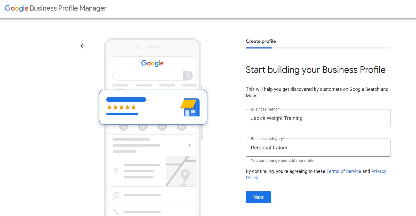 step 3 Google My business personal trainer