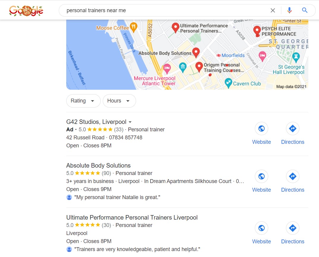 best personal trainer google my business near me