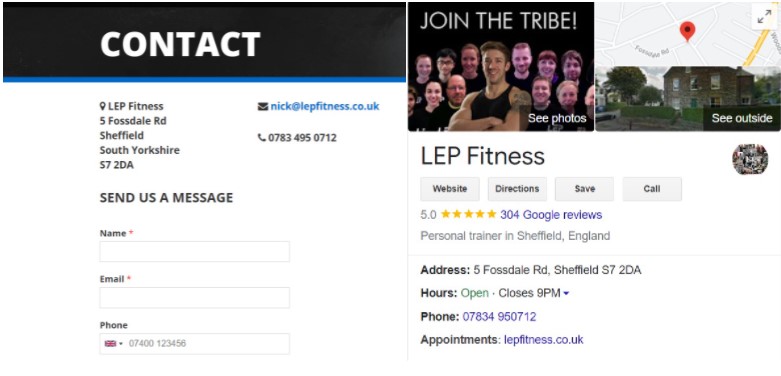 LEP Fitness Personal trainer Google My Business