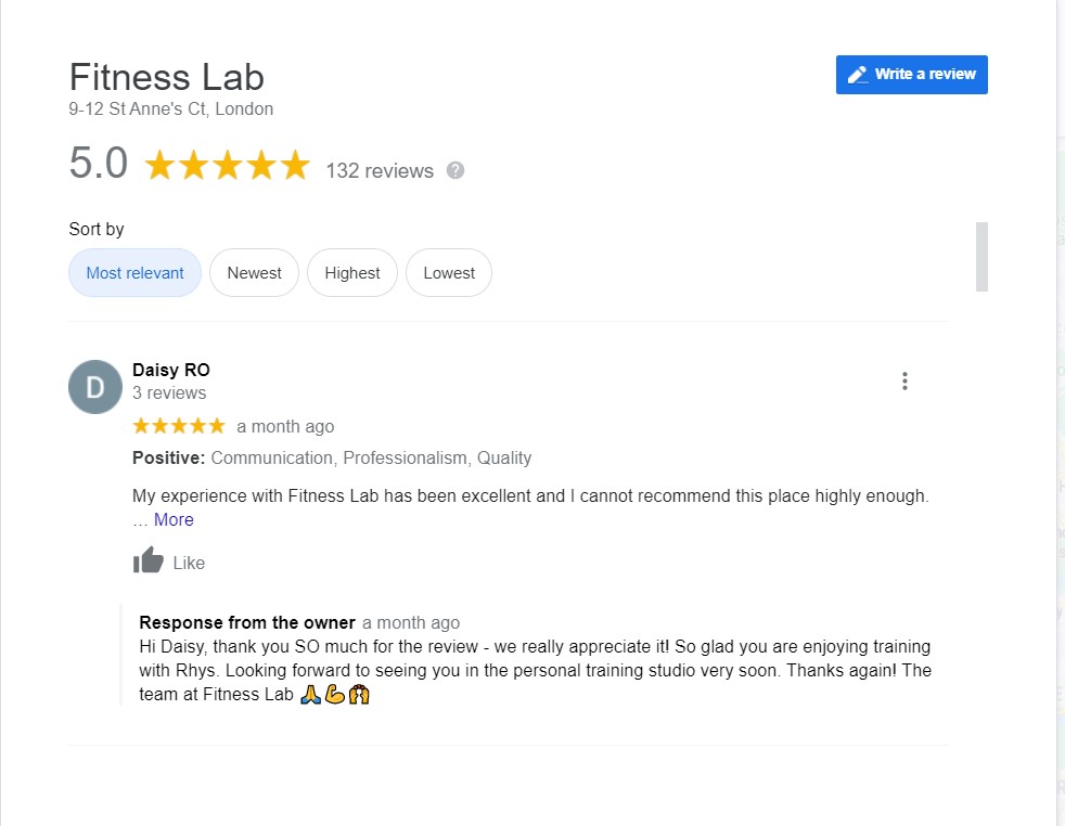 Fitness Lab Google My Business Personal Trainer