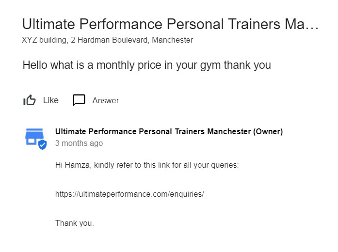 Questions and Answers Google My Business personal training