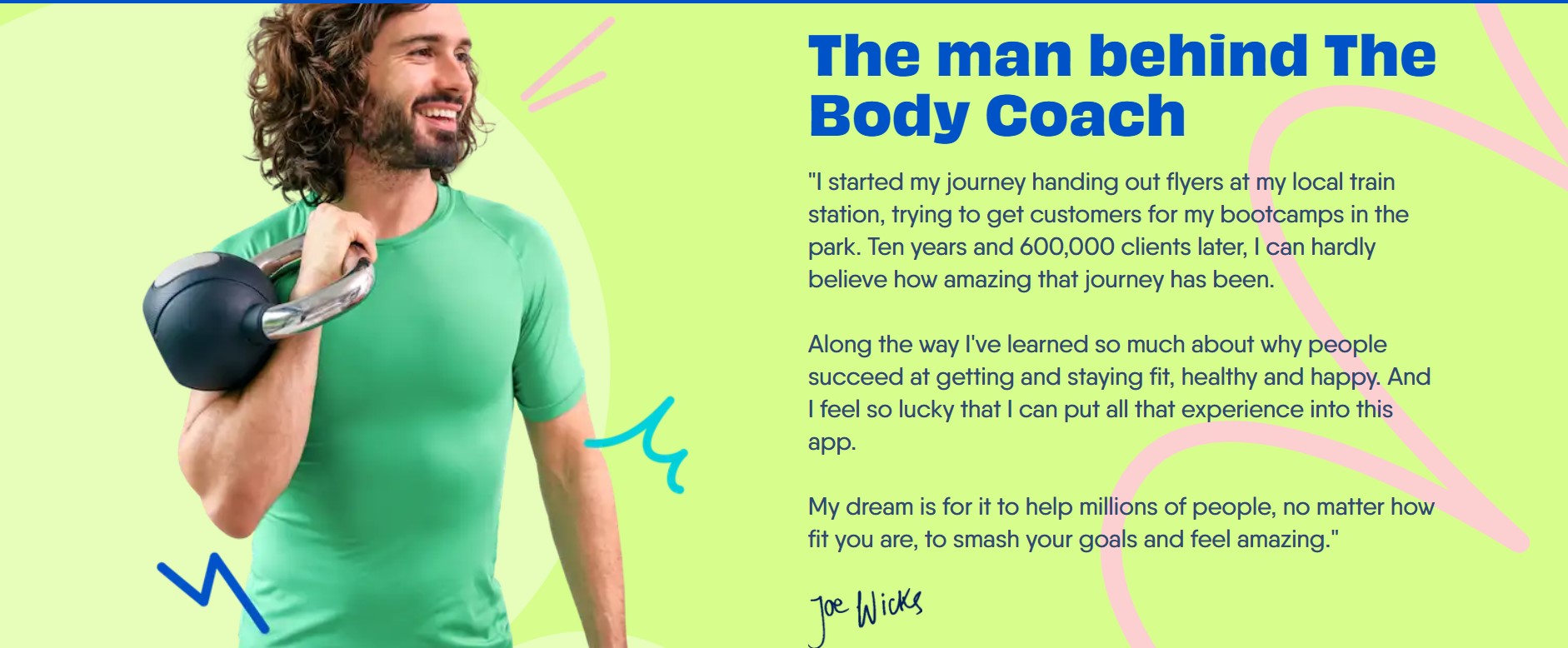 The Body Coach Mission Statement for Personal Trainer Business