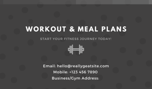 Work out and meal plans PT business card