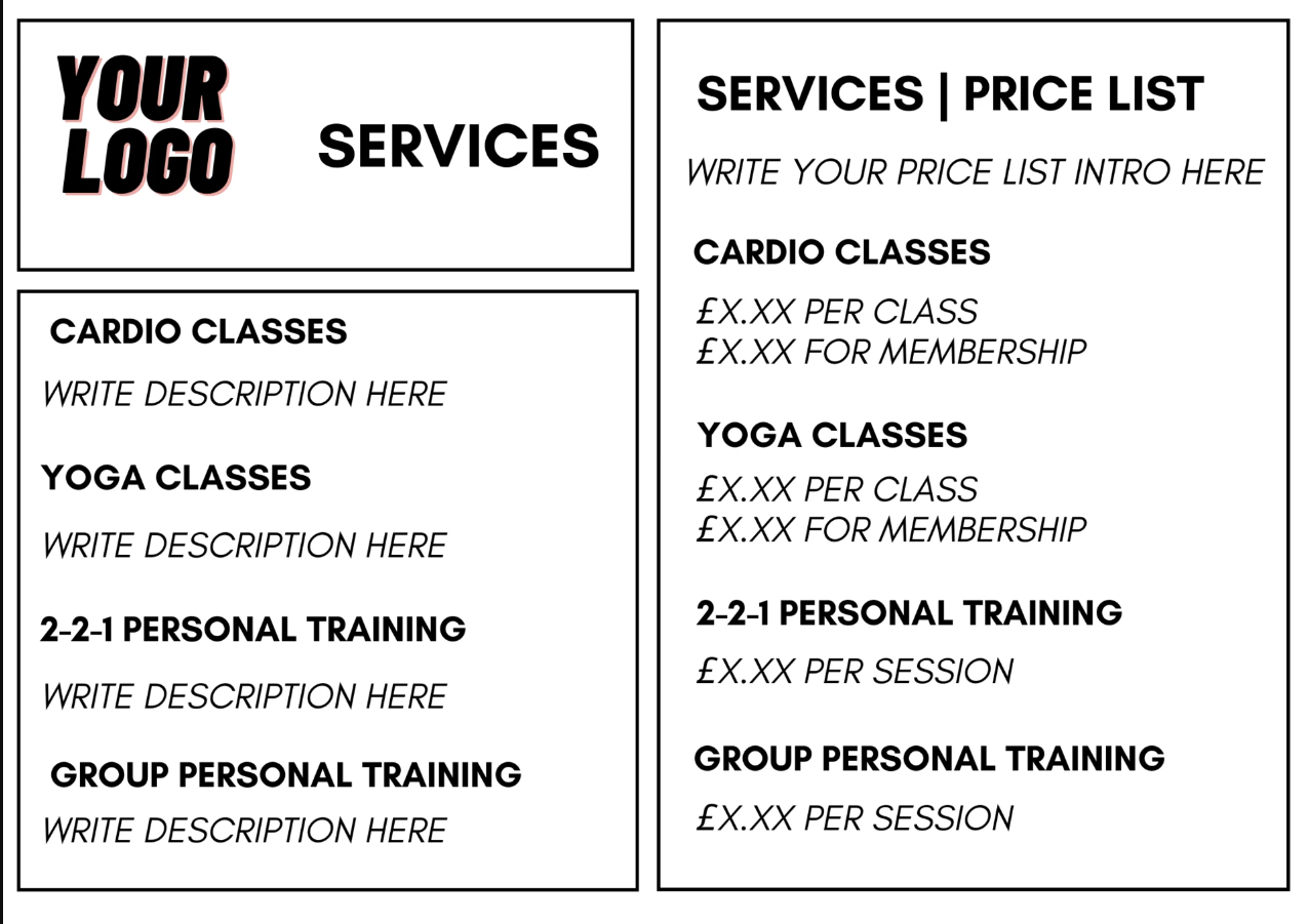 personal training welcome pack template Outline 2