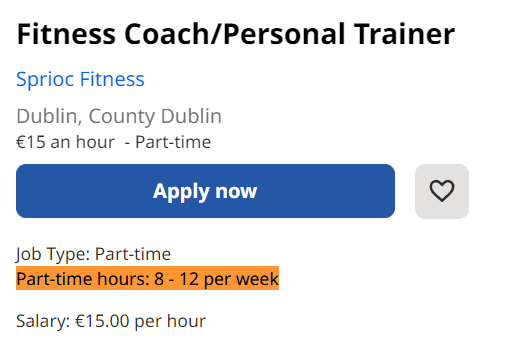 Ireland Change your career to become a personal trainer Part-time