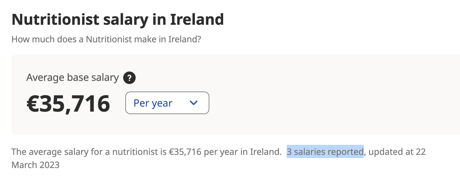 irish salary job description for a nutritionist image