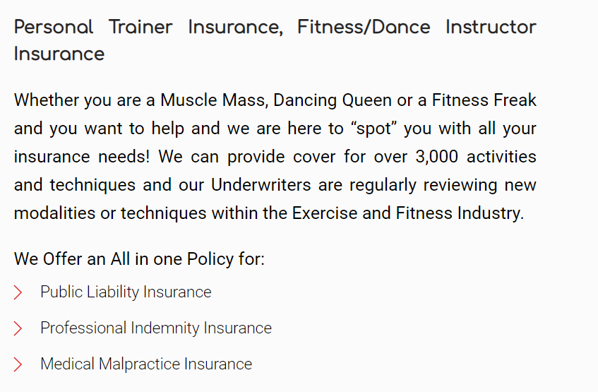 Fitness Instructor Insurance  Public Liability & Indemnity